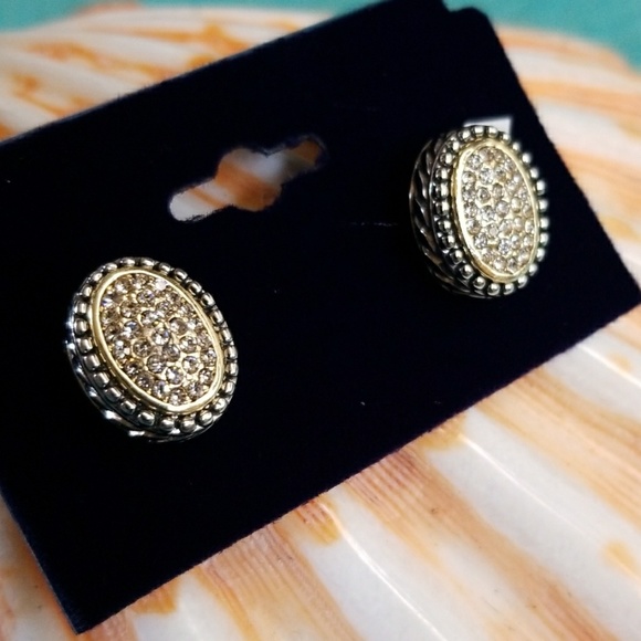 Rhinestone Cable Wrap Pebble Bezel Earrings - Picture 2 of 8